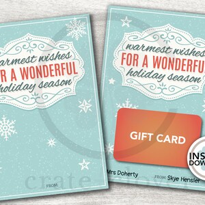 Holiday Gift Card Holder | PRINTABLE | Thank You Card | INSTANT DOWNLOAD | Holiday Christmas Gift | Stocking Stuffer
