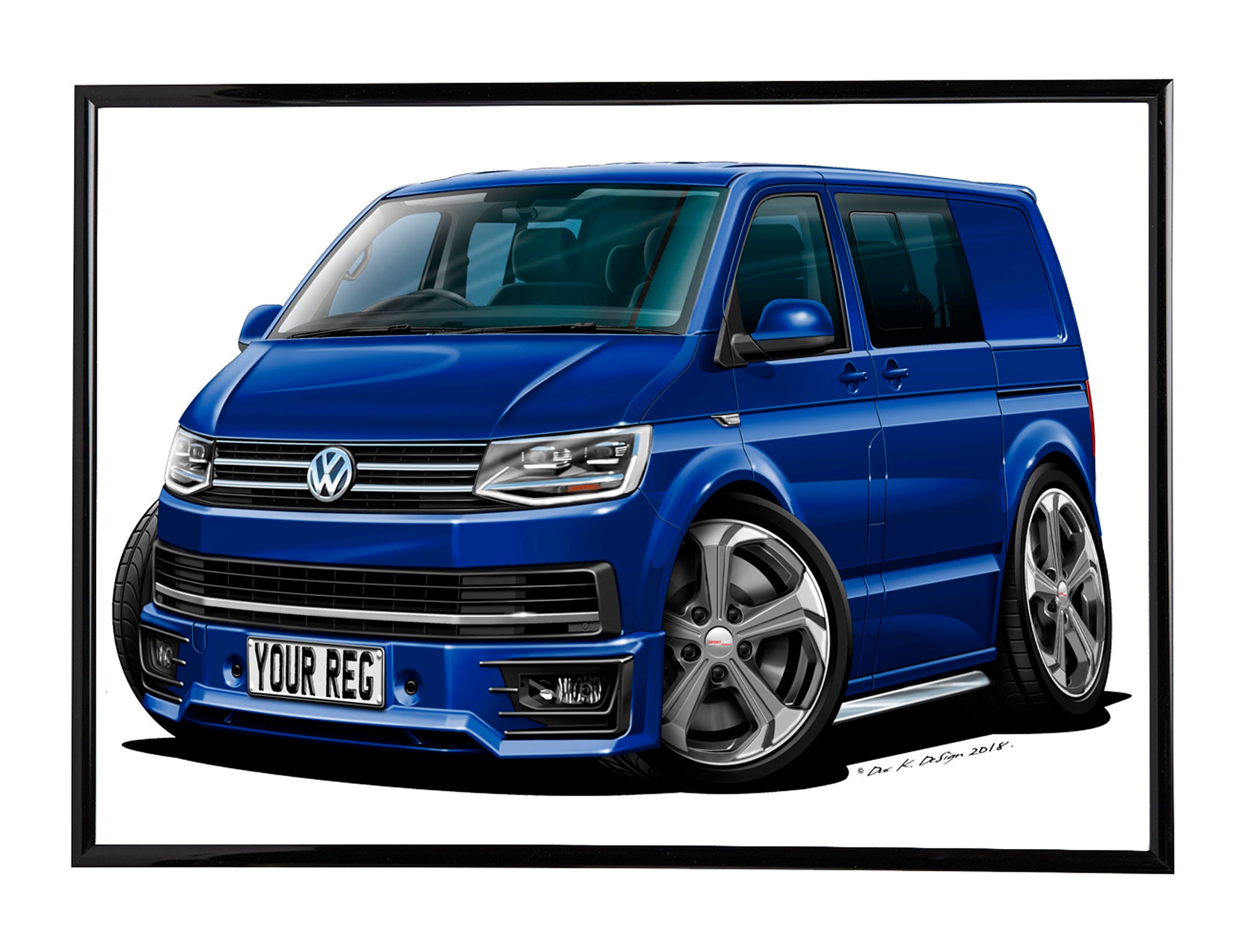Wicked Artz Cartoon Caricature Car Art Picture Volkswagen VW T6