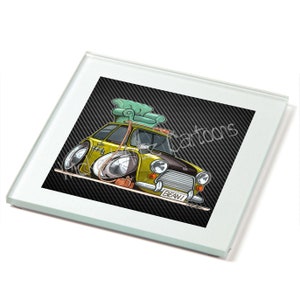 Wicked Artz Cartoon Car Classic Mini Mr Bean Film Car Premium Glass Drinks Coaster