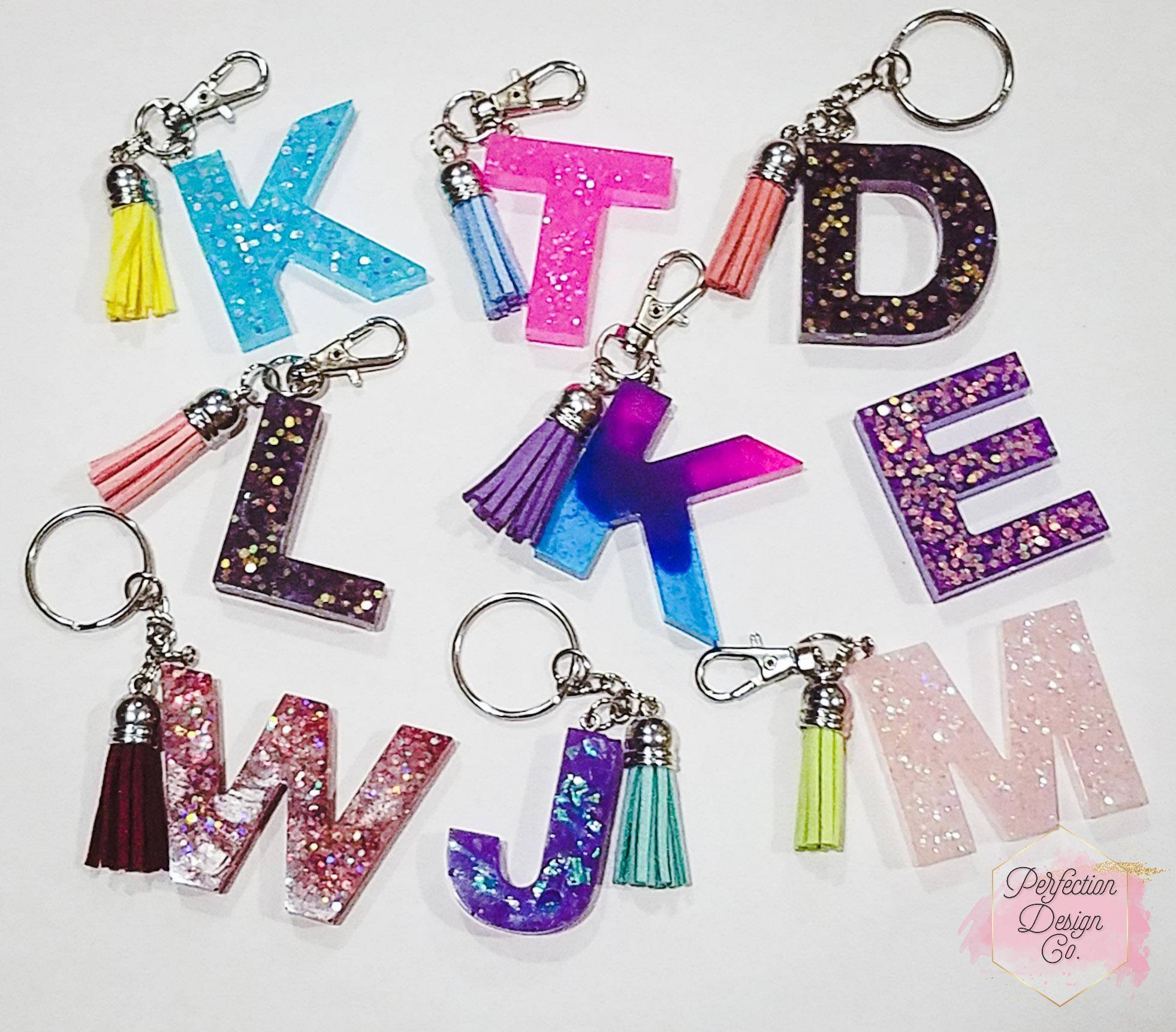 Personalized Keychain / Glitter Initial Keychain / Letter and Etsy