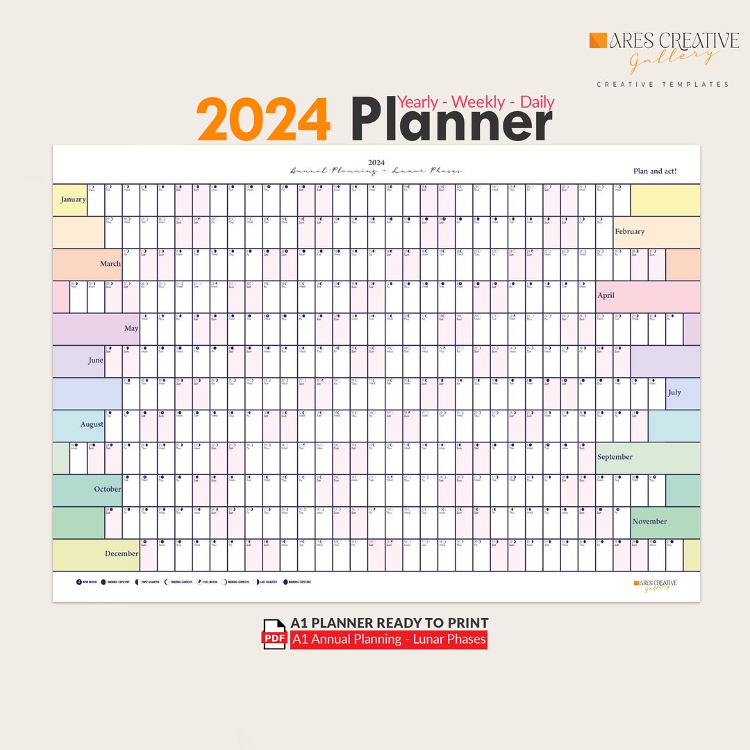 2024 Planning Calendar, A1 Printable Calendar, Planning Calendar