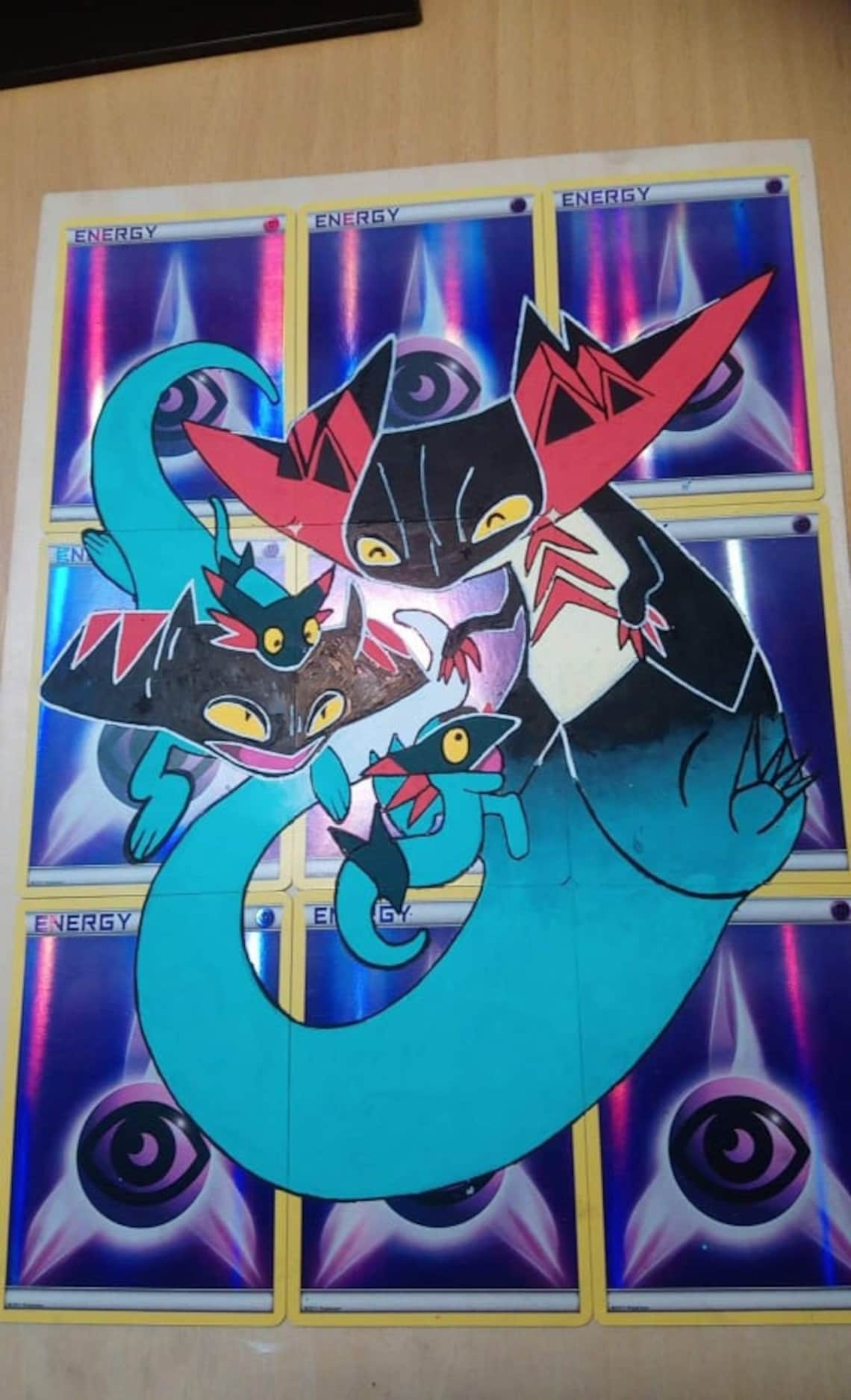 Custom hand painted A4 Dragapult Evolution Line painting Etsy