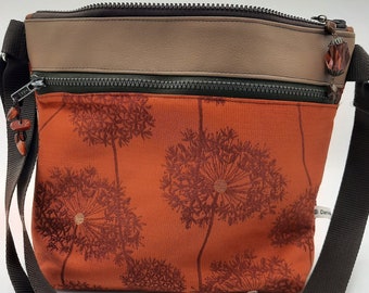 Upcycling stoffen tas crossbody tas meubelstof tas oranje handtas damestas paardenbloem