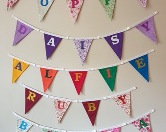 Personalised bunting, Name Banner, pick and mix Alphabet flags