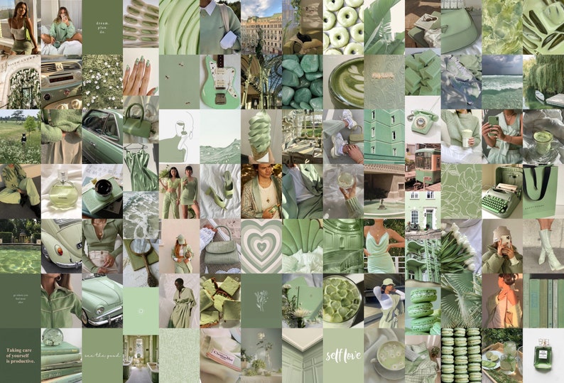 Sage Green Collage Kit Sage Green/white Aesthetic Wall - Etsy