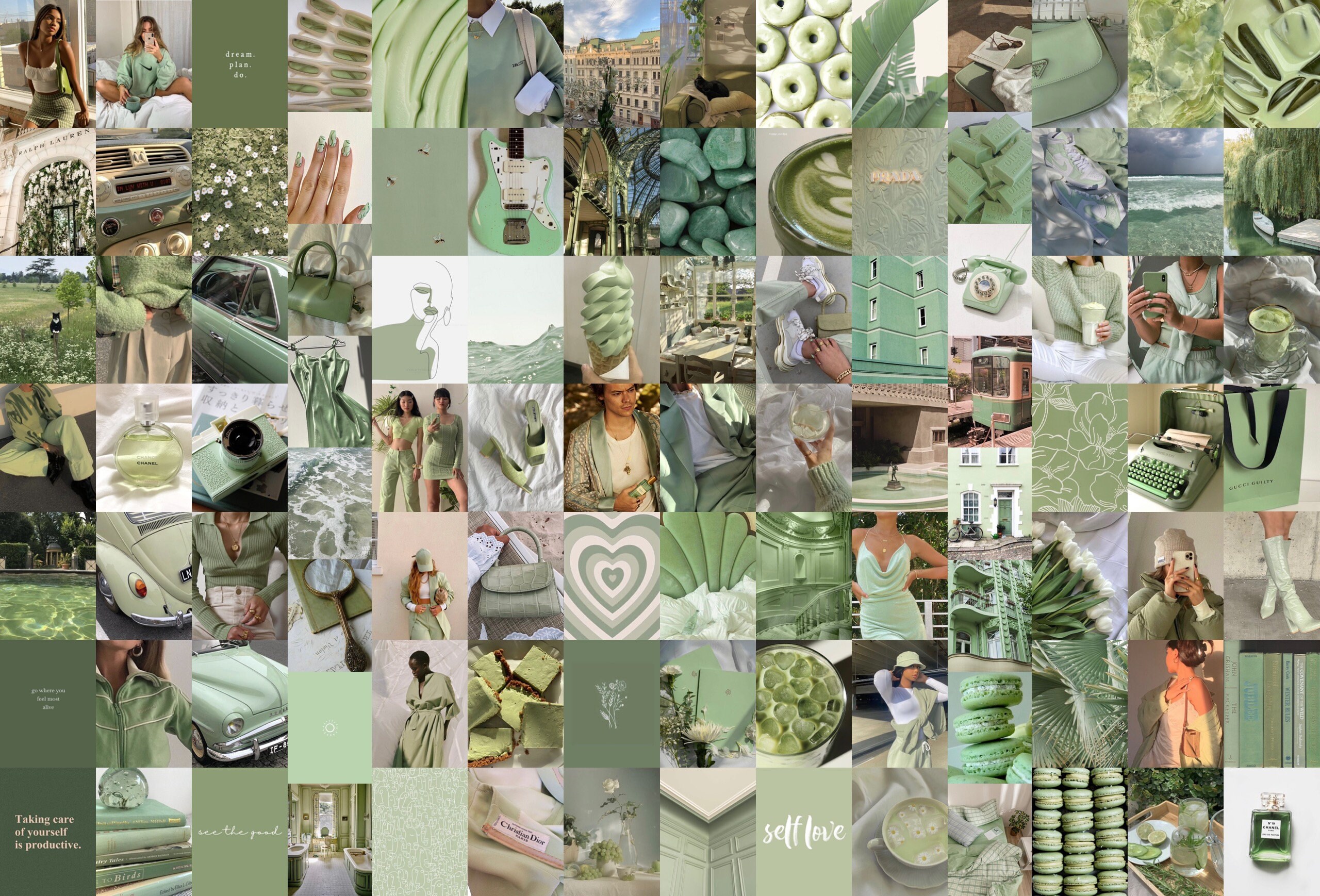 Sage Green Collage Kit Sage Green/white Aesthetic Wall Etsy