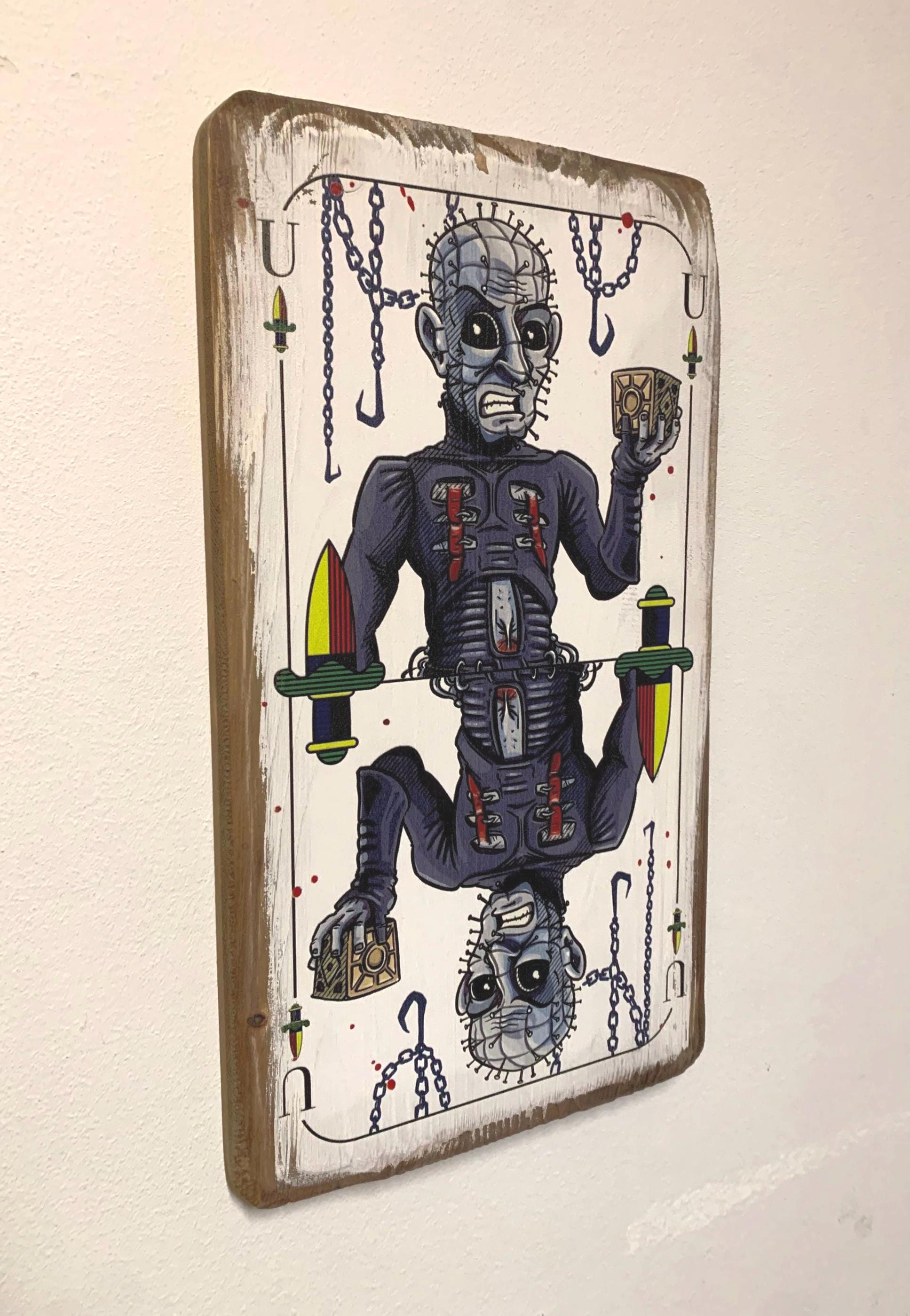 Pinhead Wood Print | Hellraiser Caricature on Playing Card