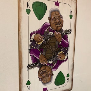 BB King / speelkaart houtprint / 30 x 50 cm / met ophanging