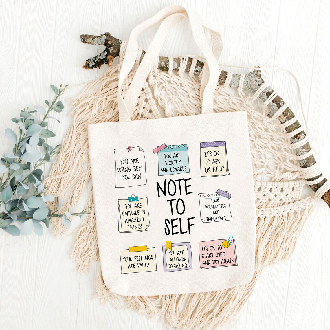 Self Care Bag Note to Self Tote Bag Self Love Self Care Etsy