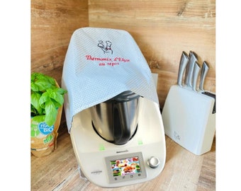 Personalisierte, bestickte Schutzhülle für Thermomix TM5/TM6, Küchenmaschinenabdeckung aus beschichteter Baumwolle, Schutz für Multikocher, originelles Geschenk