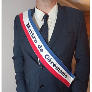 Fascia tricolore ricamata personalizzata – Matrimonio, Addio al celibato, Fidanzamento / Compleanno / Festa / Testimone / Intrattenimento / Battesimo / Pensionamento