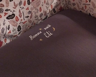 Personalized fitted sheet for baby and child's bed 60*120 – personalized school sheet in Oeko-Tex cotton with personalized embroidery