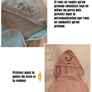 Sortie de bain / Drap de bain / Cape de bain bébé personnalisée et décorée Idée cadeau naissance personnalisé Baby shower-gender reveal image 6