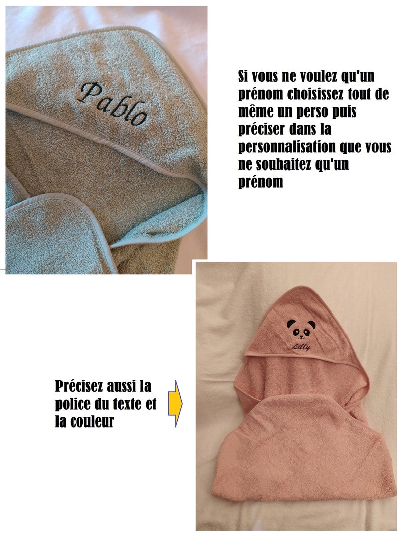 Sortie de bain / Drap de bain / Cape de bain bébé personnalisée et décorée Idée cadeau naissance personnalisé Baby shower-gender reveal zdjęcie 6