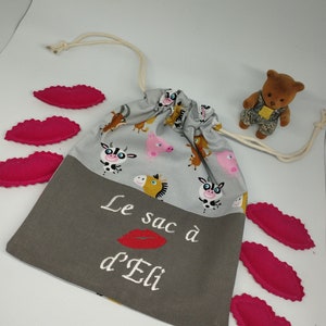 Sac à bisous personnalisé avec son lot de 6 bisous en feutrine - bisous câlin pour enfants