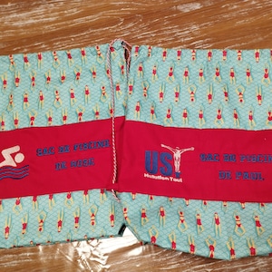 Schwimmbadtasche - personalisierter Rucksack fürs Schwimmbad aus beschichteter Baumwolle - Tasche für den Urlaub am Meer, am Strand, im Spa