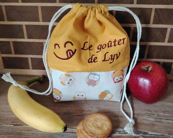 Sac à Gouter, Pochon à Doudou - Poche personnalisée pour mes petites affaires- Sac pochon pour école maternelle