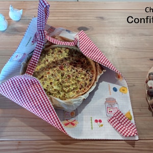 Pie/cake/pizza bag - interior coated canvas and exterior 100% cotton fabric