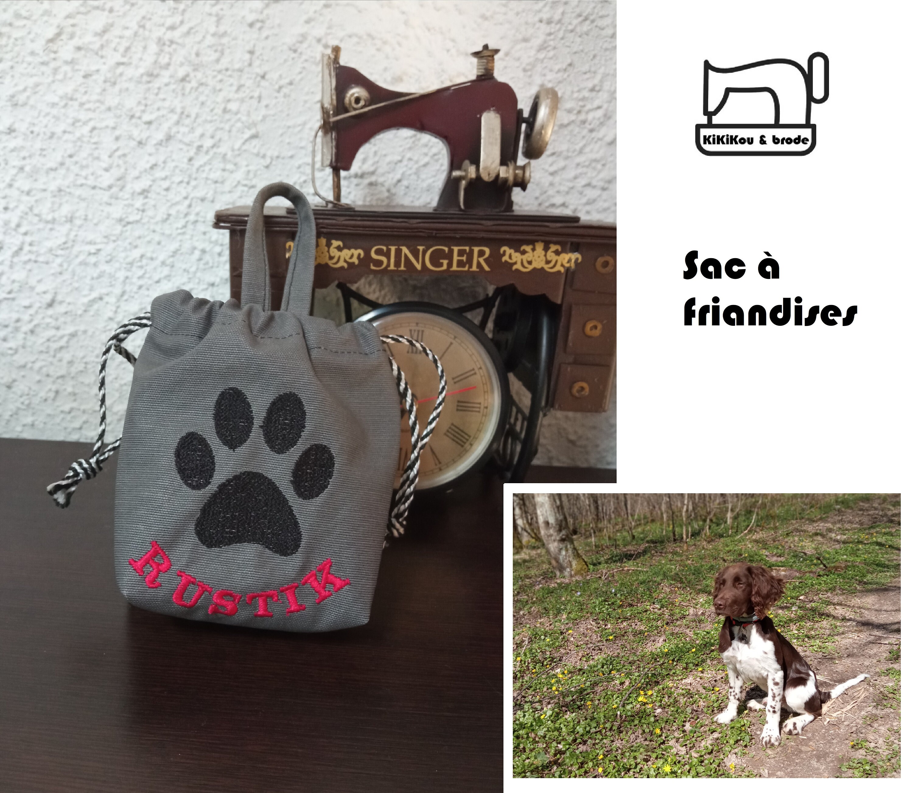 Sac à Friandises/Poche Nourriture - Personnalisé Brodé Traitement Récompense Pour Chien Etanche