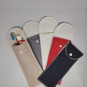 Etui pour brosse à dents, pochette de rangement en coton enduit pour brosse à dents et dentifrice - Etui pour voyage