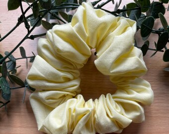 Lemon Cotton Large Scrunchie, Hair Accessory, Hair Tie
