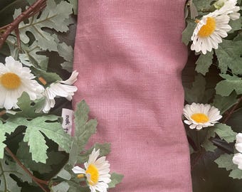 Handmade Linen Wheat Heat Bag or Eye Pillow, removable case, no scent, Dusky Pink