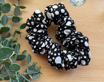 Black polka dot scrunchie, cotton, hair accessory, christmas, birthday, gift, hair tie