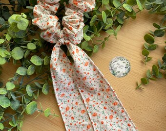 Handmade Floral Scrunchie with Detachable Scarf Tail