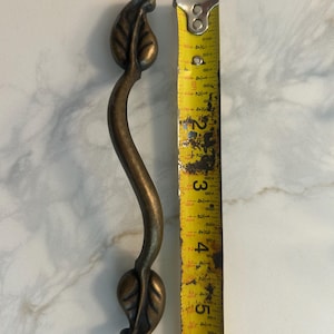 Brass flat door pulls - with leafs on each side