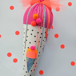 Eis Waffel Schultüte Neon aus Stoff, Einschulung 70 cm