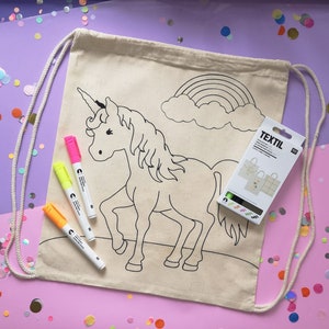 Unicorn fabric bag to color