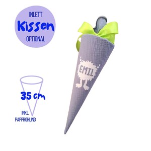 Cono escolar para hermanos con motivo personalizado de 35 cm, incluye cartón en blanco