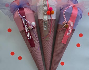 Cono de helado escolar en tela rosa, primer día de colegio 70 cm