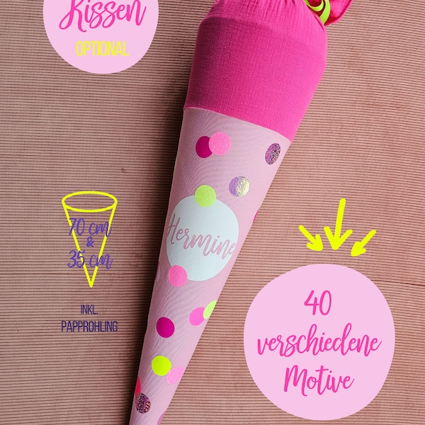 Confetti Neon Fabric School Cone, 35 cm and 70 cm