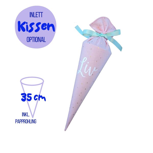 Sibling school cone pink in 35 cm with cardboard blank