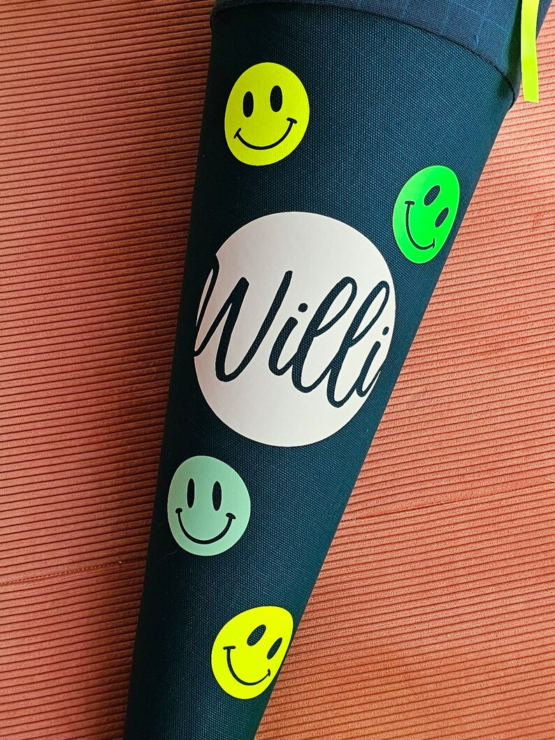 Neon Smiley Schultüte Petrol mit verschieden Motiven, 35cm und 70cm Bild 2