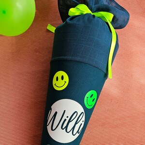 Neon Smiley Schultüte Petrol mit verschieden Motiven, 35cm und 70cm Bild 3