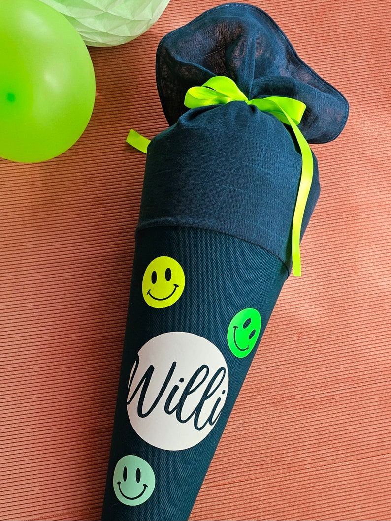 Neon Smiley school cone petrol with different motifs, 35 cm and 70 cm image 3