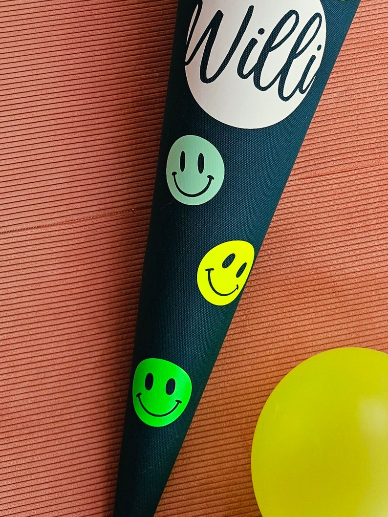 Neon Smiley Schultüte Petrol mit verschieden Motiven, 35cm und 70cm Bild 4