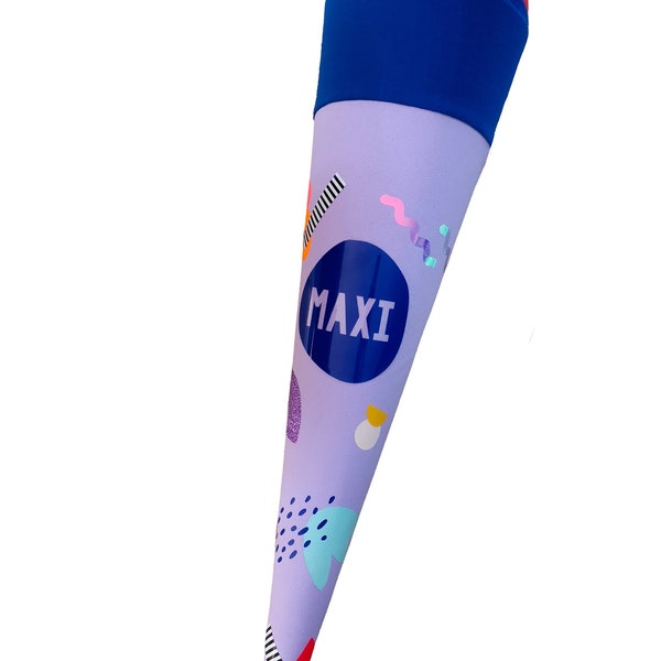 Cono escolar con estampado gráfico hecho de tela para empezar la escuela.