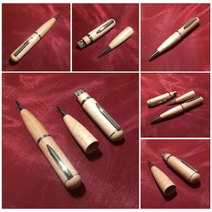 Real wood &#39;2-in-1&#39; USB stick/ballpoint pen combination | 16/32/64 GB storage capacity | Flash drive, data storage (USB 2.0) | New
