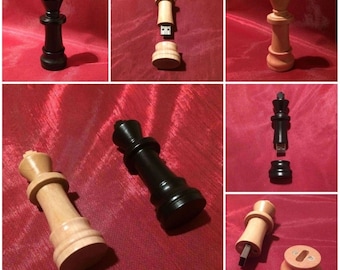 Clé USB en bois véritable 'Chess Figure King', noire ou blanche (naturel) | Espace de stockage 16/32/64 Go | Clé USB, sauvegarde/masquage | USB2.0/3.0