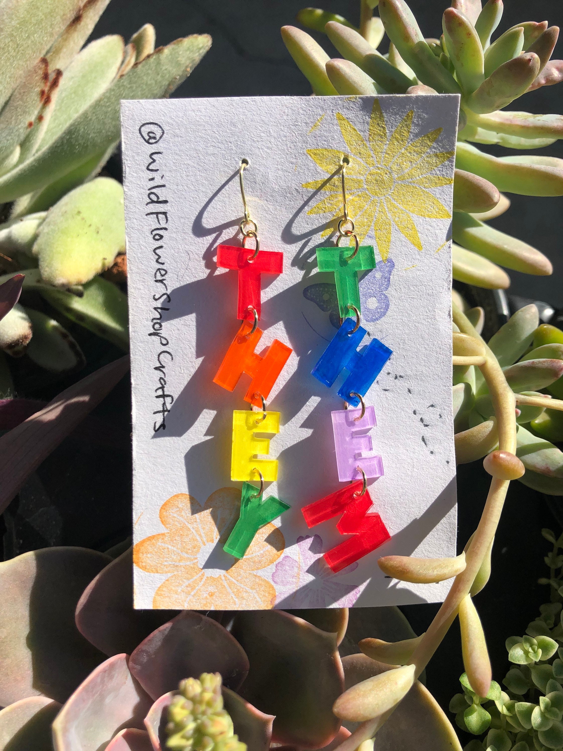 Colorful They/Them Pronoun Earrings