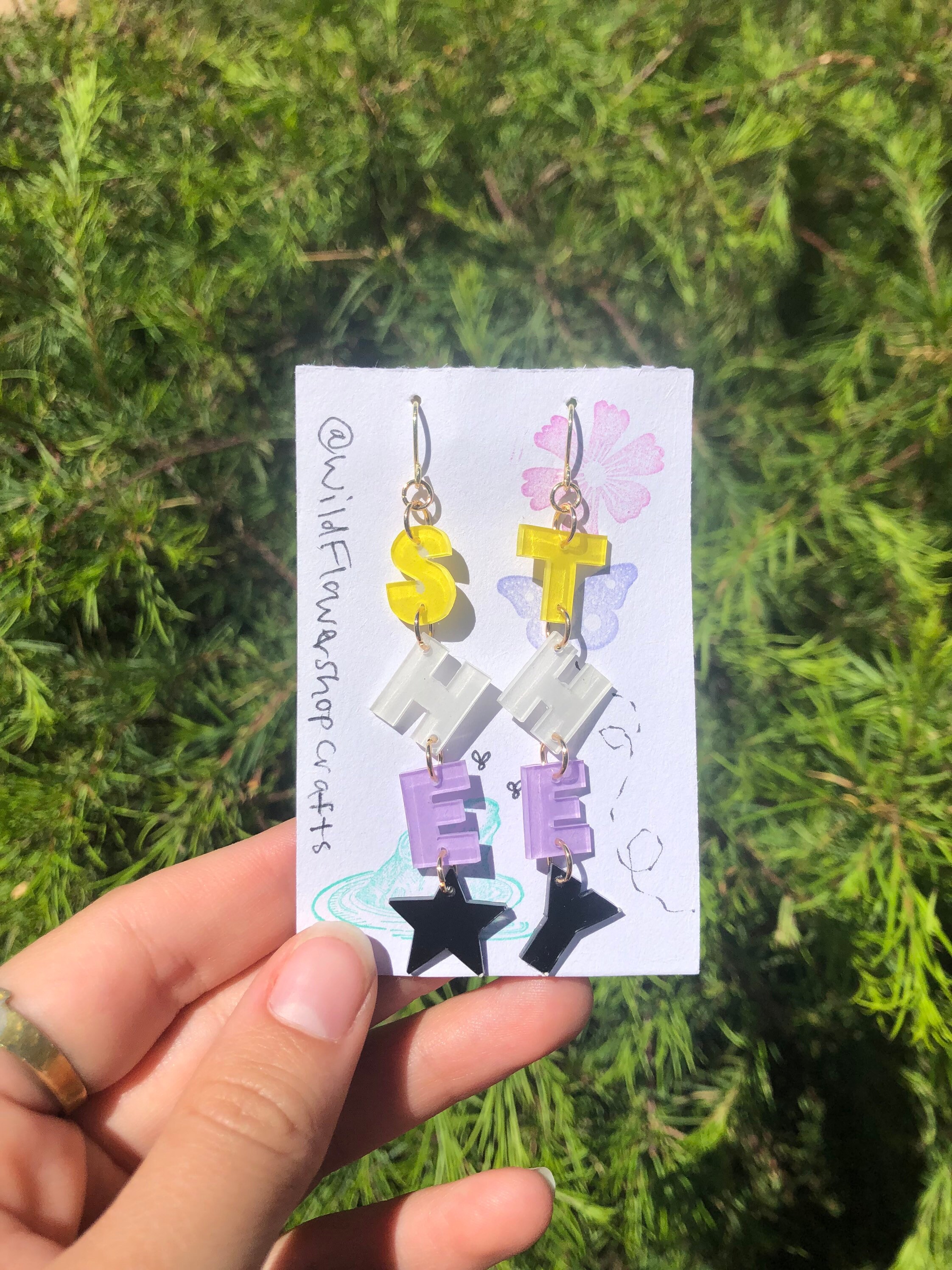She/They Pronoun Earrings