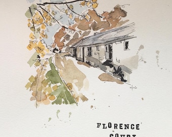 Florence Court, Enniskillen, Northern Ireland. Original watercolour and ink on cold pressed watercolour paper 300gsm