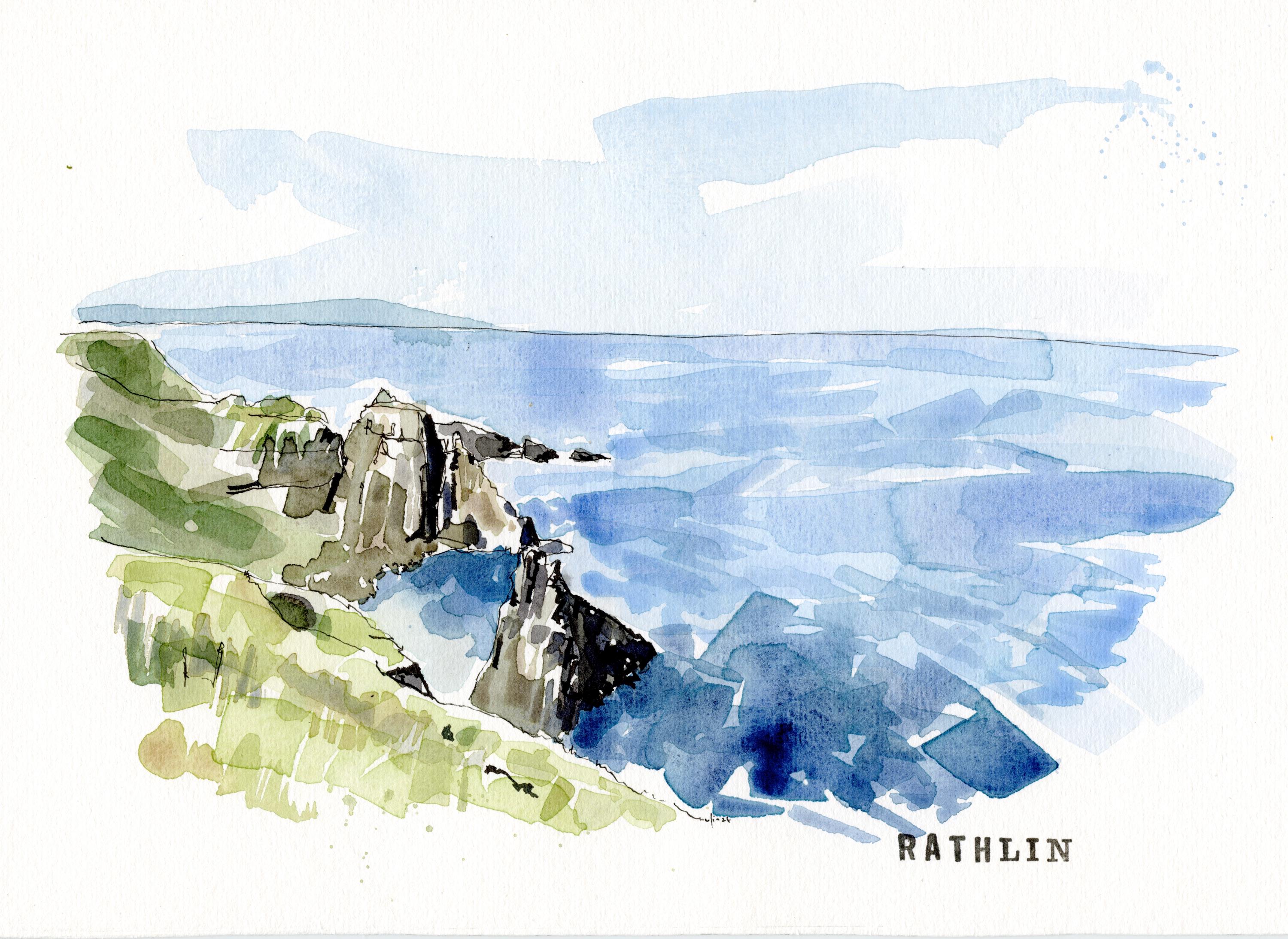 rathlin-island-ni-in-ink-and-watercolour-on-a4-cold-pressed-350gsm