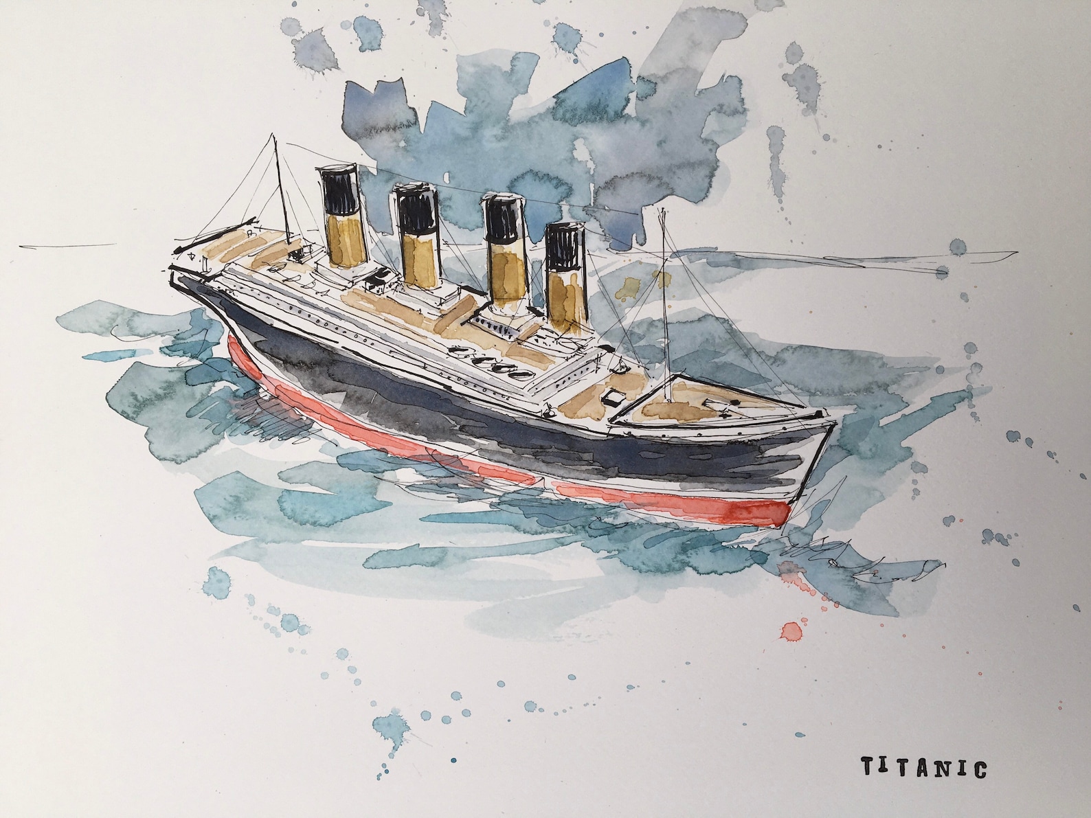 Watercolour & Ink Painting of Titanic A3 Watercolour Paperoriginal - Etsy