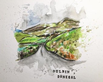 Bulbin Donegal Ireland Art: Original Watercolor Pencil Painting