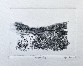 Whitepark Bay Drypoint Etch on A4 350gsm watercolour paper