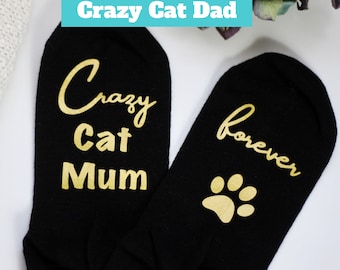 Crazy Cat Mum Strümpfe - lustige Katzen Socken - Katzenmamas - Geschenkidee für Katzenliebhaber - Katzenliebe Papa - Freundin Haustier